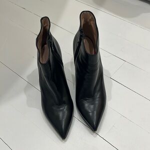 Sleek Black Leather Ankle Booties with Stiletto Heel